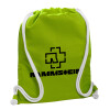 Backpack bag GYMBAG LIME GREEN, with pocket (40x48cm) & thick cords