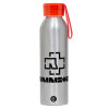 Aluminum Sports Bottle 650ml – Silver with Red Cap and Silicone Strap