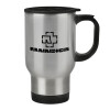 Stainless steel travel mug with lid, double wall 450ml