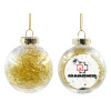 Transparent Christmas tree ball ornament with gold filling 8cm