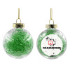Transparent Christmas tree ball ornament with green filling 8cm