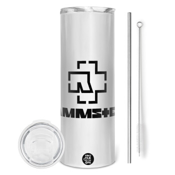 Rammstein, Eco friendly stainless steel tumbler 600ml, with metal straw & cleaning brush