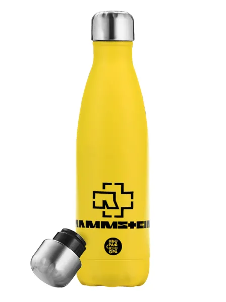 Rammstein — Μεταλλικό παγούρι θερμός Κίτρινος (Stainless steel), διπλού τοιχώματος, 500ml
