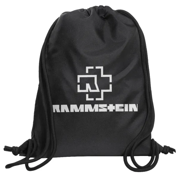 Rammstein — Τσάντα πλάτης πουγκί GYMBAG Μαύρη, με τσέπη (40x48cm) & χονδρά κορδόνια