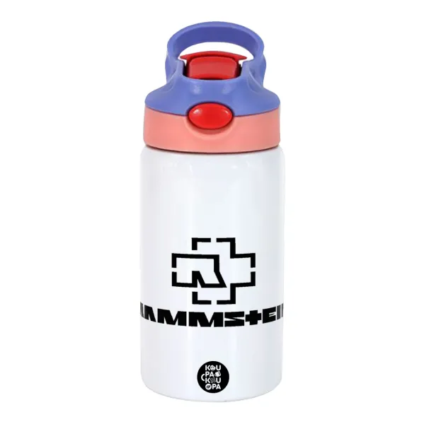 Rammstein — Παιδικό παγούρι θερμό, ανοξείδωτο, με καλαμάκι ασφαλείας, ροζ/μωβ (350ml)