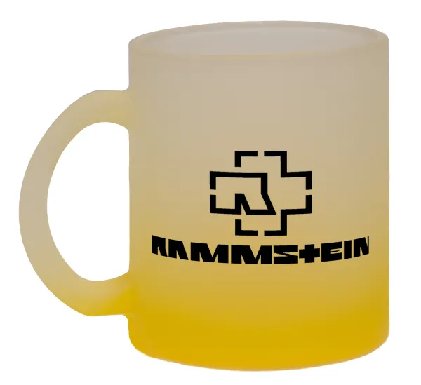 Rammstein — Two-tone glass mug with matte yellow base, 330ml