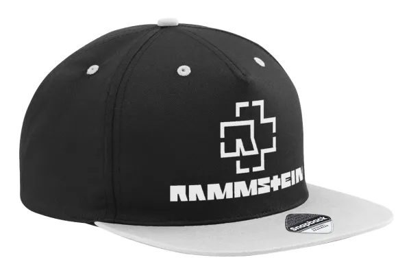 Rammstein — Adult Flat Snapback Hat Black/Grey, (100% COTTON TWILL, ADULT, UNISEX, ONE SIZE)