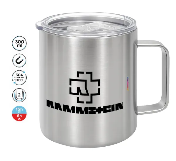 Rammstein — Κούπα Ανοξείδωτη διπλού τοιχώματος 300ml με καπάκι διατήρησης θερμοκρασίας