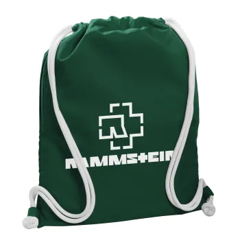 Rammstein, Τσάντα πλάτης πουγκί GYMBAG BOTTLE GREEN, με τσέπη (40x48cm) & χονδρά λευκά κορδόνια