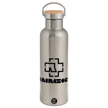 Rammstein, Stainless steel Silver with wooden lid (bamboo), double wall, 750ml