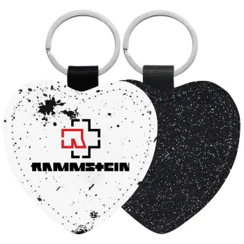 Rammstein, Μπρελόκ PU δερμάτινο glitter καρδιά ΜΑΥΡΟ