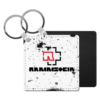 Rammstein, Μπρελόκ Δερματίνη, τετράγωνο ΜΑΥΡΟ (5x5cm)