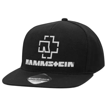 Rammstein, Καπέλο Ενηλίκων Flat Snapback Μαύρο, (100% ΒΑΜΒΑΚΕΡΟ TWILL, ΕΝΗΛΙΚΩΝ, UNISEX, ONE SIZE)