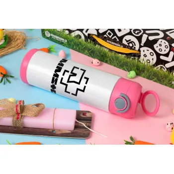 Rammstein, Easter candle, Childrens hot water bottle, stainless steel, with safety straw, PINK (500ml)