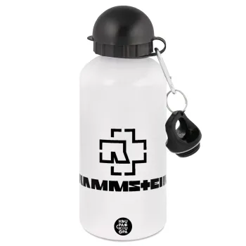 Rammstein, Metal water bottle, White, aluminum 500ml