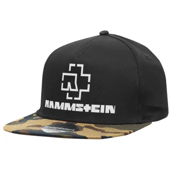 Rammstein, Καπέλο Ενηλίκων Flat Snapback Μαύρο/Παραλλαγή, (100% ΒΑΜΒΑΚΕΡΟ TWILL, ΕΝΗΛΙΚΩΝ, UNISEX, ONE SIZE)
