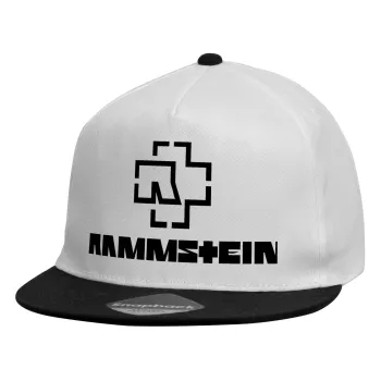 Rammstein, Καπέλο παιδικό Flat Snapback, Λευκό (100% ΒΑΜΒΑΚΕΡΟ, ΠΑΙΔΙΚΟ, UNISEX, ONE SIZE)