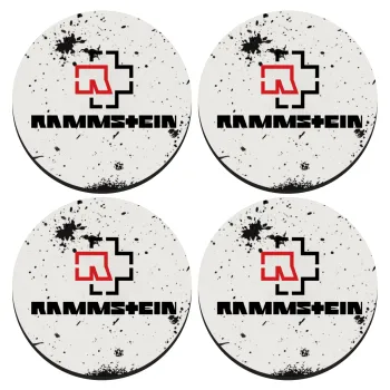 Rammstein, ΣΕΤ 4 Σουβέρ ξύλινα στρογγυλά (9cm)