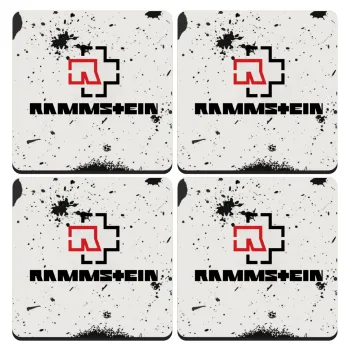 Rammstein, ΣΕΤ 4 Σουβέρ ξύλινα τετράγωνα (9cm)