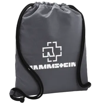 Rammstein, Τσάντα πλάτης πουγκί GYMBAG ΓΚΡΙ, με τσέπη (40x48cm) & χονδρά κορδόνια