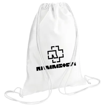Rammstein, Backpack pouch GYMBAG white (28x40cm)