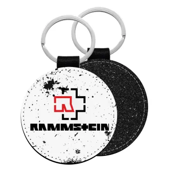 Rammstein, Μπρελόκ Δερματίνη, στρογγυλό ΜΑΥΡΟ (5cm)