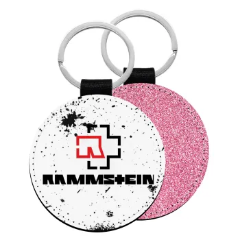 Rammstein, Μπρελόκ Δερματίνη, στρογγυλό ΡΟΖ (5cm)