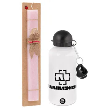 Rammstein, Easter Set, metallic aluminum bottle (500ml) & aromatic flat Easter candle (30cm) (PINK)
