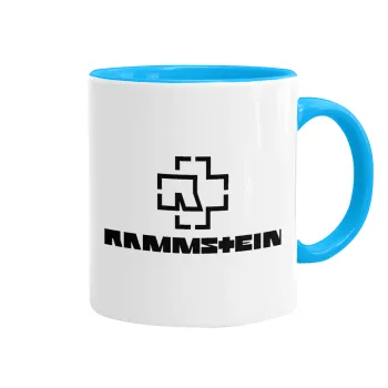 Rammstein, Mug colored light blue, ceramic, 330ml