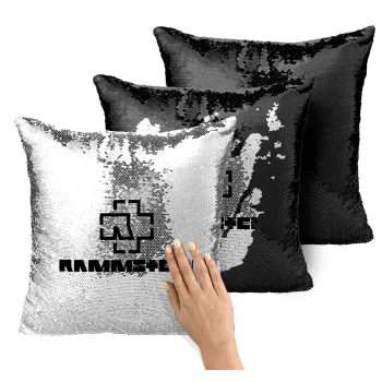 Rammstein, Μαξιλάρι καναπέ Μαγικό Μαύρο με πούλιες 40x40cm περιέχεται το γέμισμα