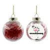 Στολίδι Χριστουγεννιάτικη μπάλα δένδρου διάφανη με κόκκινο γέμισμα 8cm