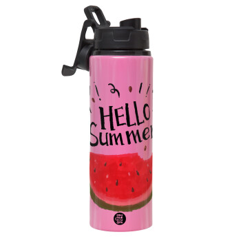 Summer Watermelon, Metallic water bottle with safety lid, 850ml aluminum