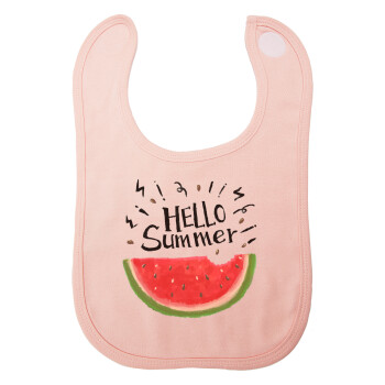 Summer Watermelon, Σαλιάρα με Σκρατς ΡΟΖ 100% Organic Cotton (0-18 months)