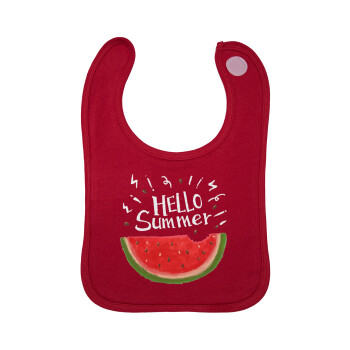 Summer Watermelon, Σαλιάρα με Σκρατς Κόκκινη 100% Organic Cotton (0-18 months)