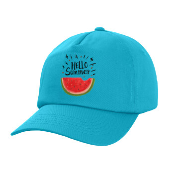 Summer Watermelon, Καπέλο παιδικό Baseball, 100% Βαμβακερό Twill, Γαλάζιο (ΒΑΜΒΑΚΕΡΟ, ΠΑΙΔΙΚΟ, UNISEX, ONE SIZE)