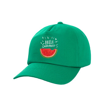 Summer Watermelon, Καπέλο παιδικό Baseball, 100% Βαμβακερό Twill, Πράσινο (ΒΑΜΒΑΚΕΡΟ, ΠΑΙΔΙΚΟ, UNISEX, ONE SIZE)