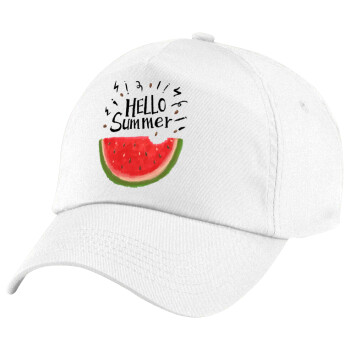 Summer Watermelon, Πεντάφυλλο καπέλο Λευκό, 100% Βαμβακερό (Twill), με ρύθμιση, unisex