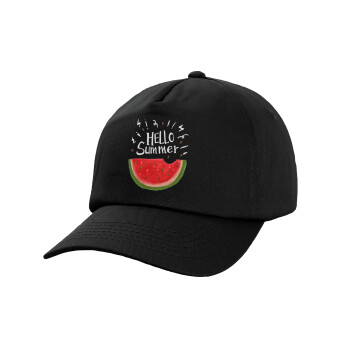 Summer Watermelon, Adult Baseball Cap, 100% Cotton, Black (COTTON, ADULT, UNISEX, ONE SIZE)
