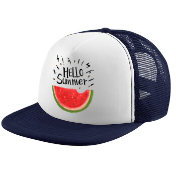 Summer Watermelon, Καπέλο Ενηλίκων Soft Trucker με Δίχτυ Dark Blue/White (POLYESTER, ΕΝΗΛΙΚΩΝ, UNISEX, ONE SIZE)