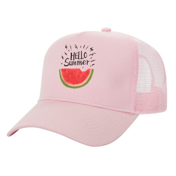 Summer Watermelon, Καπέλο Ενηλίκων Structured Trucker, με Δίχτυ, ΡΟΖ (100% ΒΑΜΒΑΚΕΡΟ, ΕΝΗΛΙΚΩΝ, UNISEX, ONE SIZE)