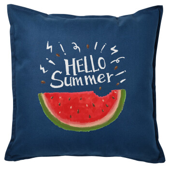 Summer Watermelon, Μαξιλάρι καναπέ Μπλε 100% βαμβάκι, περιέχεται το γέμισμα (50x50cm)