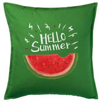 Summer Watermelon, Μαξιλάρι καναπέ Πράσινο 100% βαμβάκι, περιέχεται το γέμισμα (50x50cm)