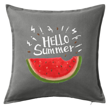 Summer Watermelon, Μαξιλάρι καναπέ Γκρι 100% βαμβάκι, περιέχεται το γέμισμα (50x50cm)