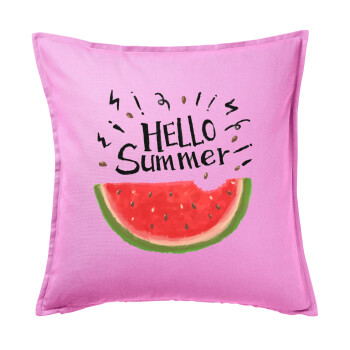 Summer Watermelon, Μαξιλάρι καναπέ ΡΟΖ 100% βαμβάκι, περιέχεται το γέμισμα (50x50cm)