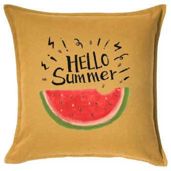 Summer Watermelon, Μαξιλάρι καναπέ Κίτρινο 100% βαμβάκι, περιέχεται το γέμισμα (50x50cm)