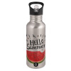 Water bottle Silver with straw, stainless steel 600ml