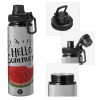 Metallic water bottle with safety cap, 850ml aluminum