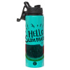 Metallic water bottle with safety lid, 850ml aluminum