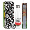 Easter candle, metallic white thermos bottle (500ml) & aromatic flat candle (30cm) (GRAY)
