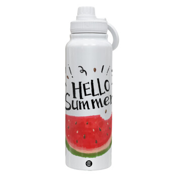 Summer Watermelon, 1L Stainless Steel Thermal Bottle with Phone Holder & Double Wall Insulation